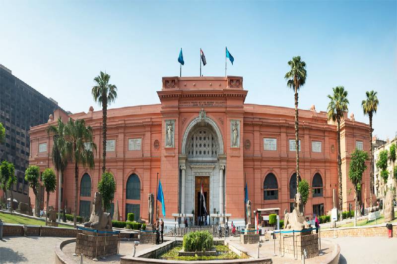 Il Museo Egizio al cairo, circondato da palme